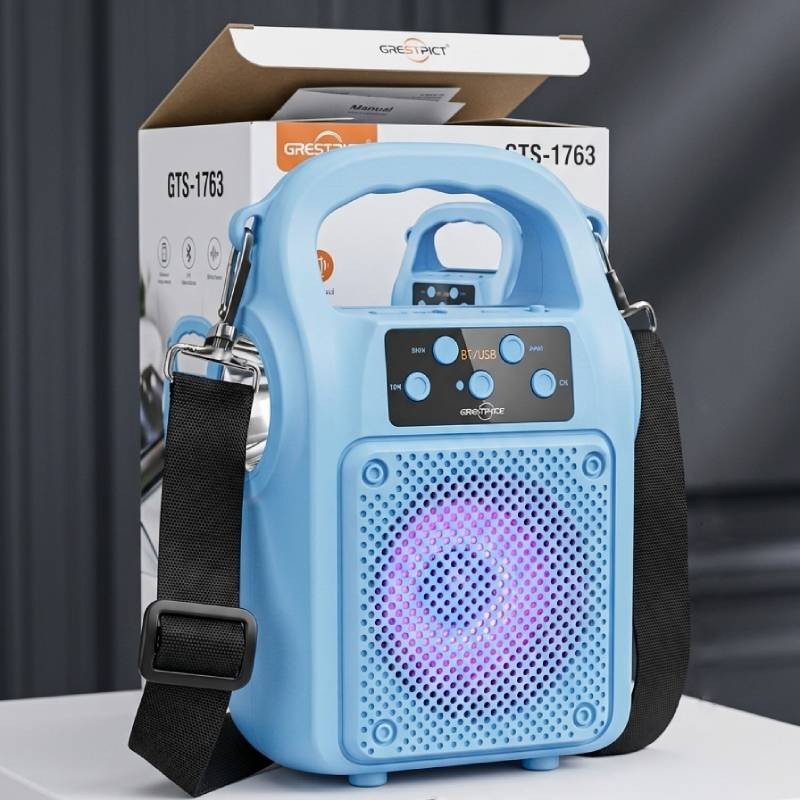 GreatAce GTS-1763 Multifunctional Portable Speaker – 3" Driver, Flashlight, Solar Charging, Colorful Lighting