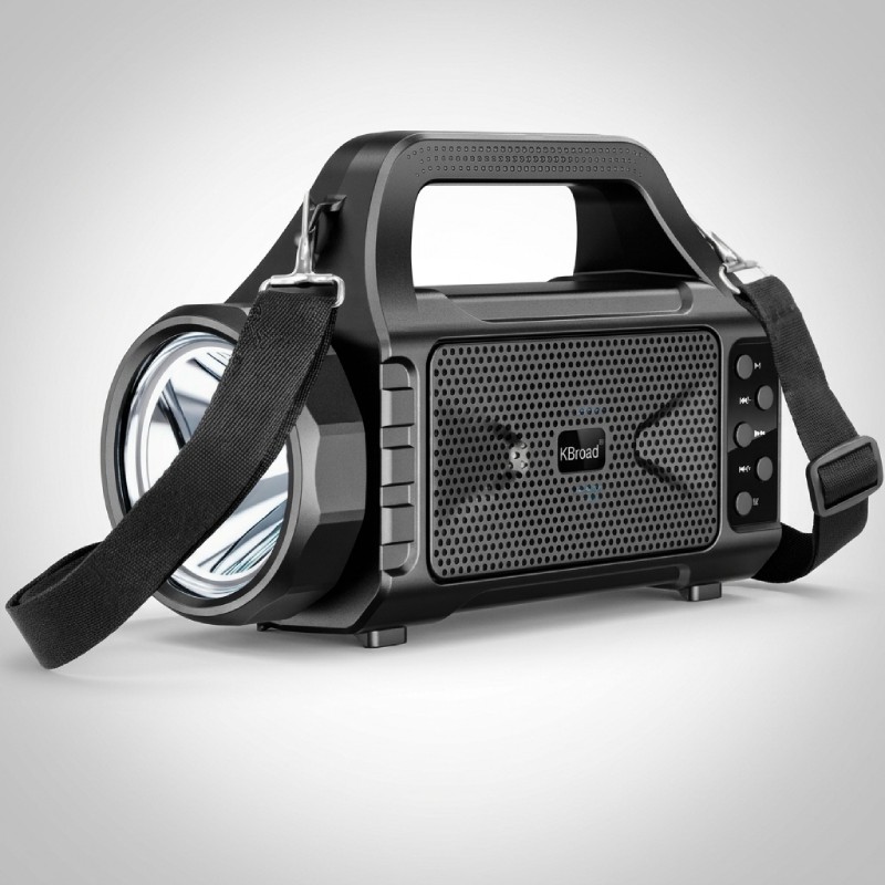 KBroad KTS-2031 Portable Speaker with Solar Torch Light – Bluetooth 5.3, LED Flashlight, Solar Charging, USB/TF/FM Support