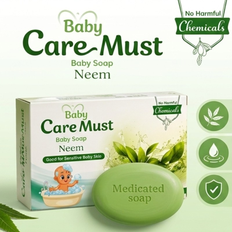 Baby CareMust Neem Baby Soap 90g – Gentle Baby Soap for Sensitive Skin | Care & Glow
