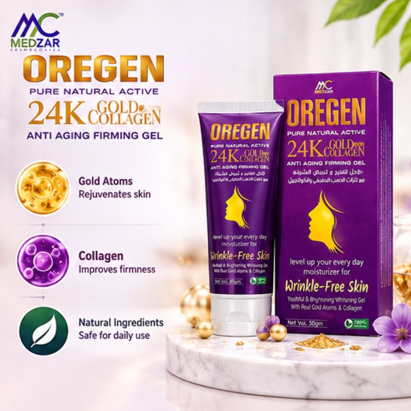 MedZar Oregen 24K Gold Collagen Gel 50g – Anti-Aging Firming & Hydrating Skin Care Gel | Care & Glow