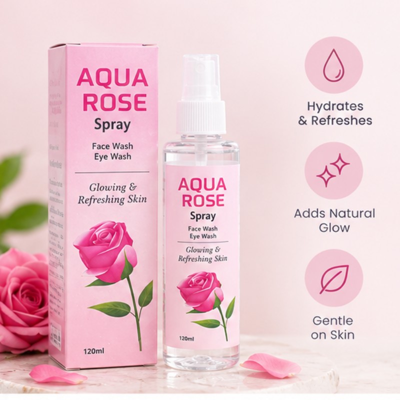 Aqua Rose Spray 120ml – Rose Face Wash & Eye Wash for Refreshing Skin Care | Care & Glow