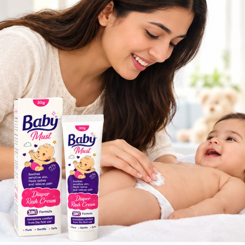 Baby Must 3-in-1 Diaper Rash Cream 30g | Baby Skin & Diaper Care Cream | Care & Glow