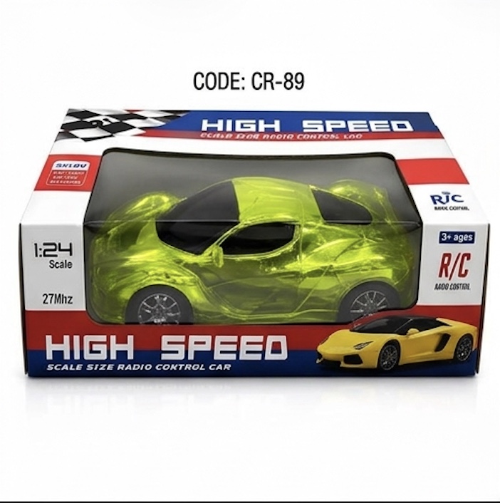 High Speed Transparent RC Sports Car 1:24 Scale – 27MHz Remote Control Car (CR-89)
