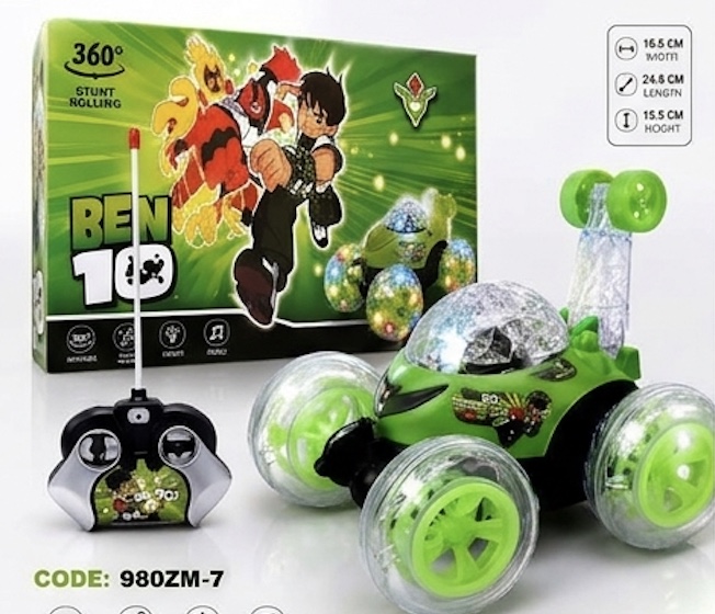 Ben 10 Stunt Car – 360° Rolling RC Car with Lights & Music (980ZM-7)
