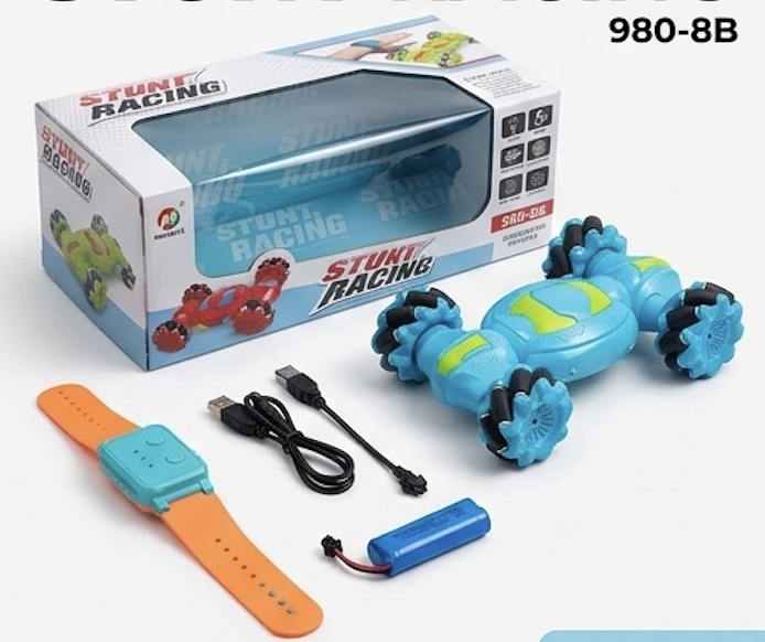 Watch Controlled Stunt Racing Car – Hand Gesture RC Twist Car, Rechargeable (980-8B)