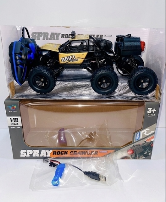 6x6 Spray Rock Crawler RC Truck 1:18 – 2.4GHz, Metal Body, Lights & Spray