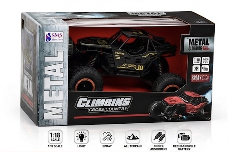 Metal Climbing Cross Country RC Car 1:18 – 4WD Rock Crawler with Spray & Lights