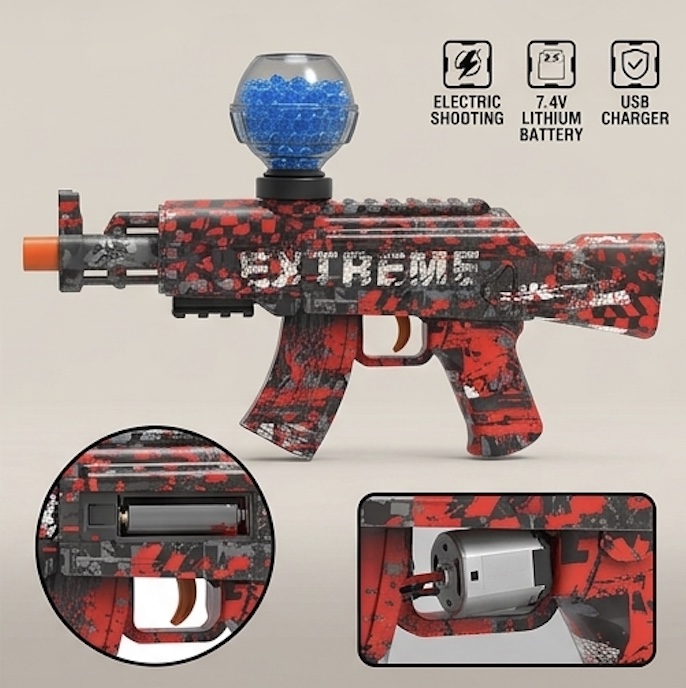 AK47 Electric Gel Blaster – Rechargeable Toy Gun with Crystal Water Bullets (14+)
